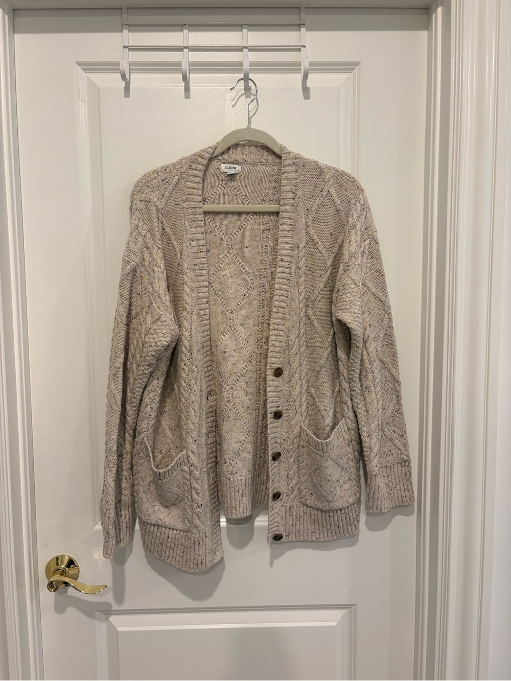 J.Crew Donegal Long Cable Knit Cardigan Sweater Size Medium
